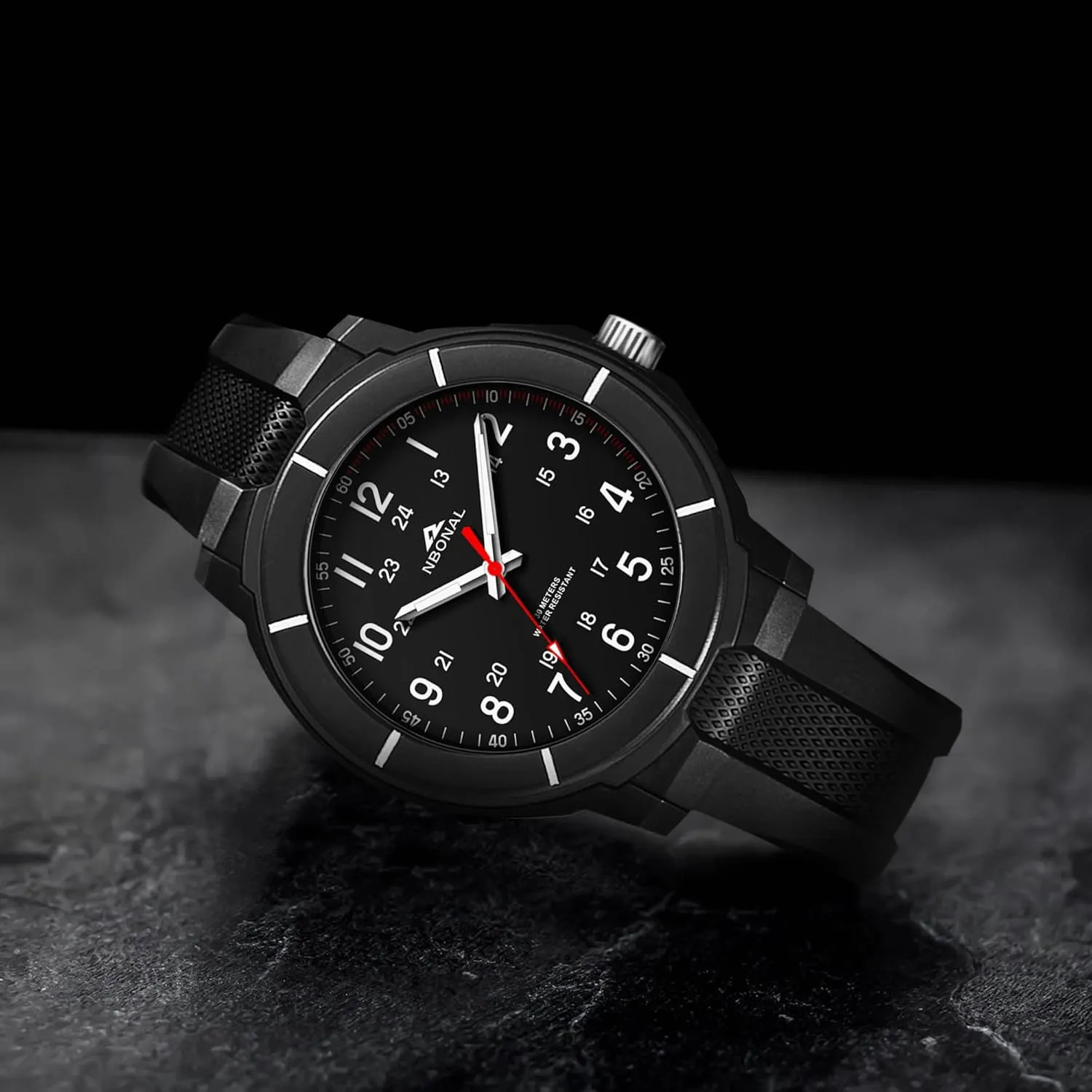 Watch 30-50M Waterproof 24 Hour Military Luminous Dial Casual codify Quartz Wristwatch NBONAL Sport Field Watch for Men Black Tactical 