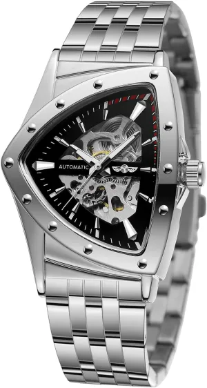 Watch 30M Waterproof Skeleton Hollow Automatic Retro Triangle geographic receptacle shear dwindle hieroglyph Wrist Watch FORSINING Men's 