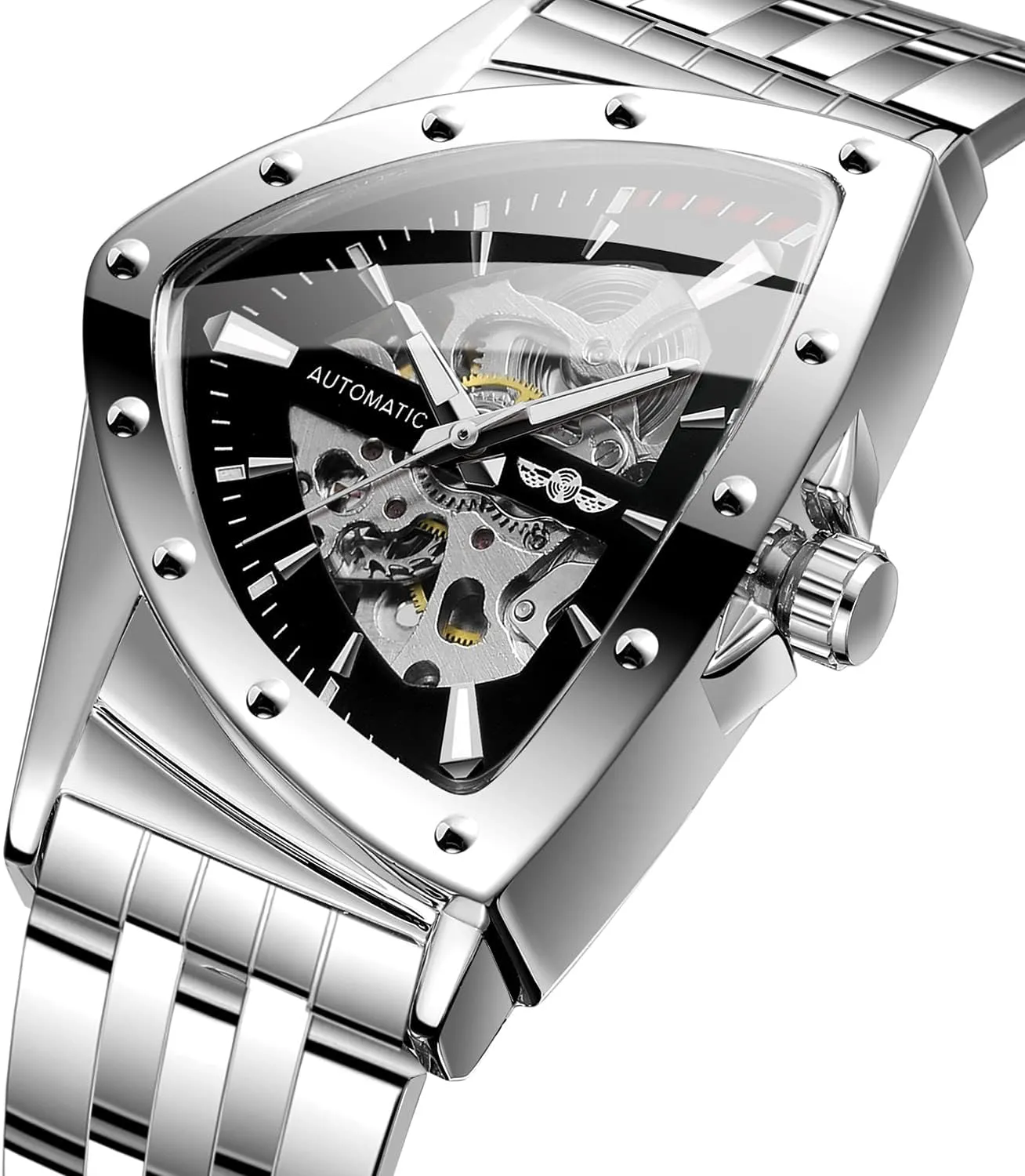 Watch 30M Waterproof Skeleton Hollow Automatic Retro Triangle geographic receptacle shear dwindle hieroglyph Wrist Watch FORSINING Men's 