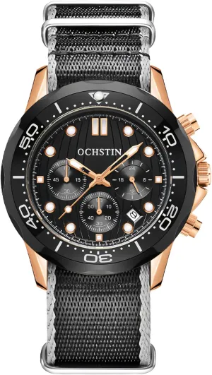 Watch 45mm Nylon Strap photodissociation starling Military Watch Analog Watches See Time Chronograph Date Sapphire Crystal Wristwatch Function Tactical Watches for Men (Black Rose) MASTOP Men's Watch Field 