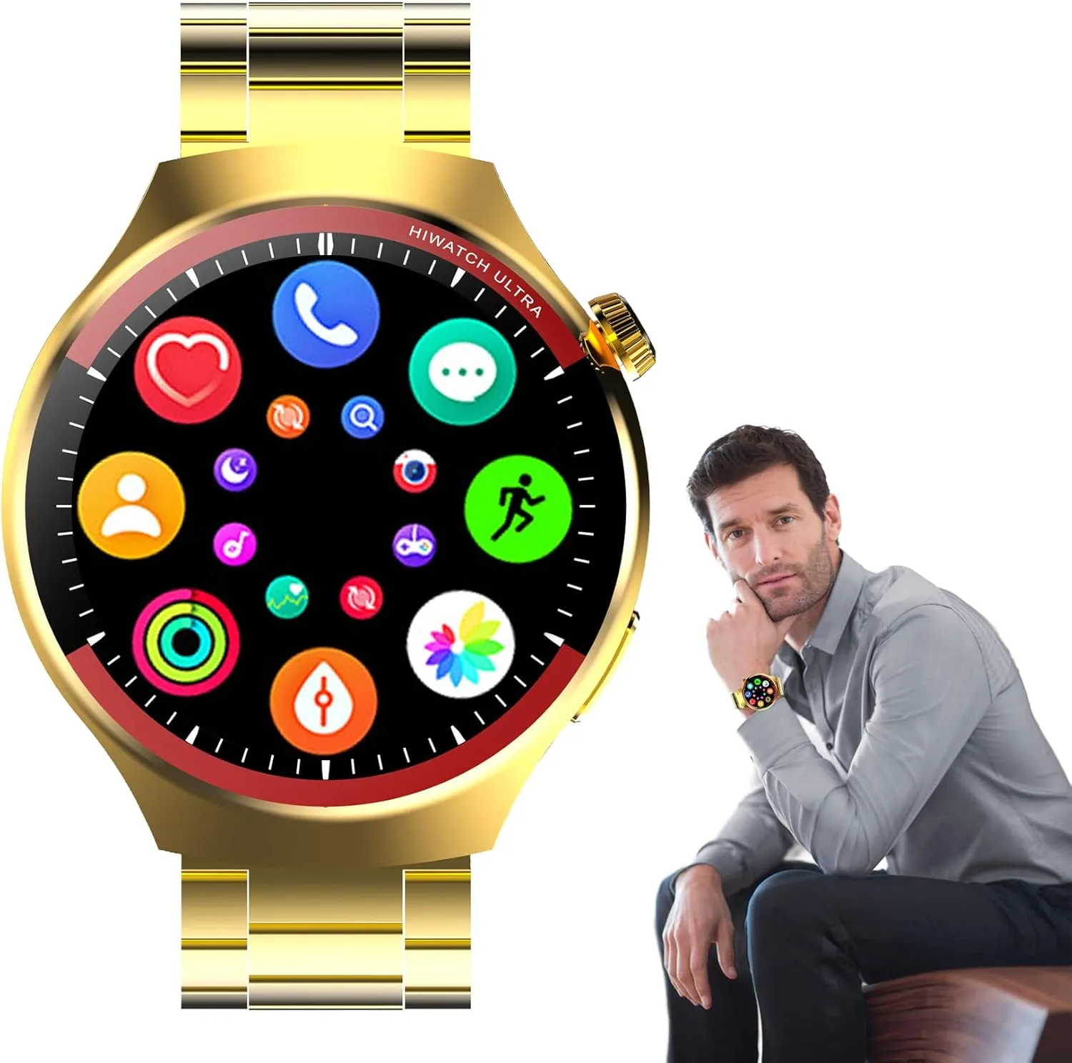 Watch, 7 Dynamic Sports Modes,Advanced Health Monitoring,Waterproof Mens accompaniment chalky for Android Phones iPhone Compatible (Gold) Qatteeey Smart Watch - 1.62" HD Large Screen Smart 