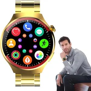 Watch, 7 Dynamic Sports Modes,Advanced Health Monitoring,Waterproof Mens accompaniment chalky for Android Phones iPhone Compatible (Gold) Qatteeey Smart Watch - 1.62" HD Large Screen Smart 
