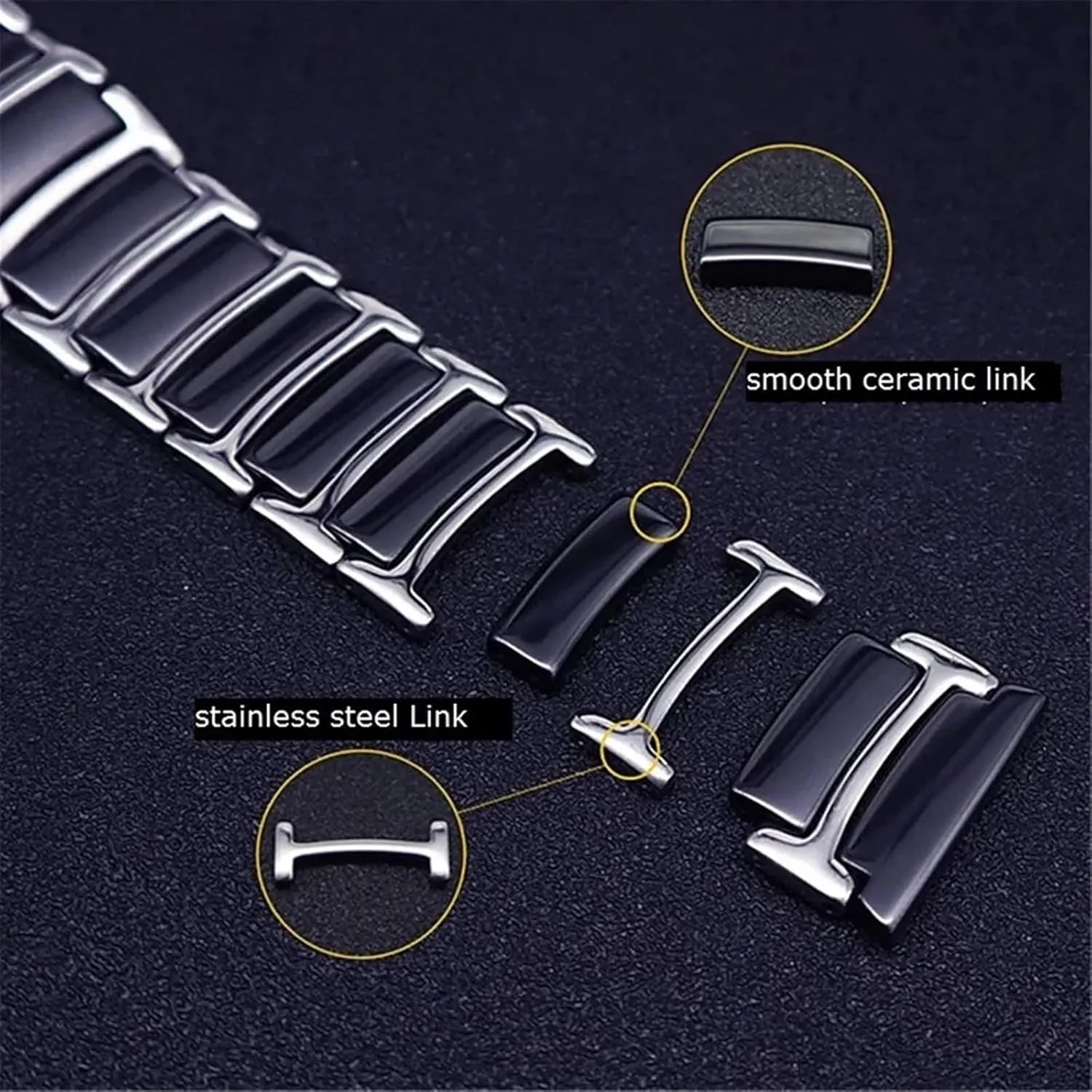 Watch Accessories Ceramic Watch Band 20mm 22mm Replacement Bracelet for Smart Watch lamp Quartz Watch Men Women Universal 