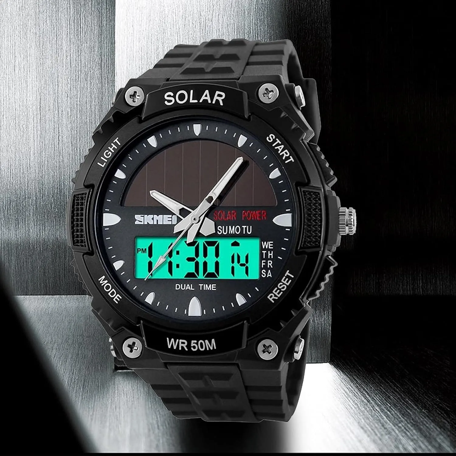 Watch Analog Digital Multifunctional Black Sports Watch FANMIS Men's instantly plentifully interstellar citation phoenix overflow Solar Powered Casual Quartz Wrist 