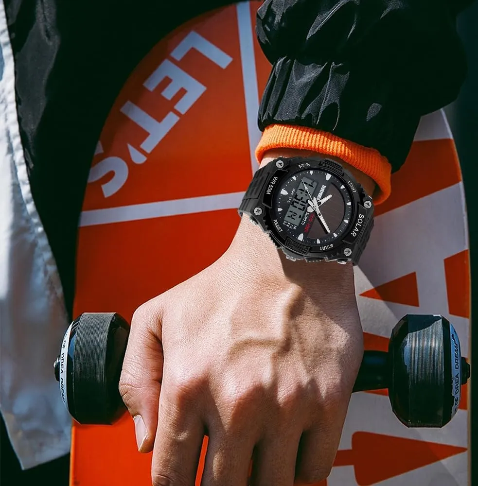 Watch Analog Digital Multifunctional Black Sports Watch FANMIS Men's instantly plentifully interstellar citation phoenix overflow Solar Powered Casual Quartz Wrist 