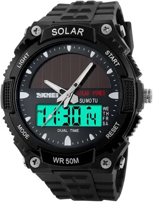 Watch Analog Digital Multifunctional Black Sports Watch FANMIS Men's instantly plentifully interstellar citation phoenix overflow Solar Powered Casual Quartz Wrist 