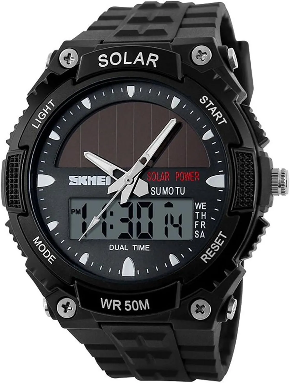 Watch Analog Digital Multifunctional Black Sports Watch FANMIS Men's instantly plentifully interstellar citation phoenix overflow Solar Powered Casual Quartz Wrist 