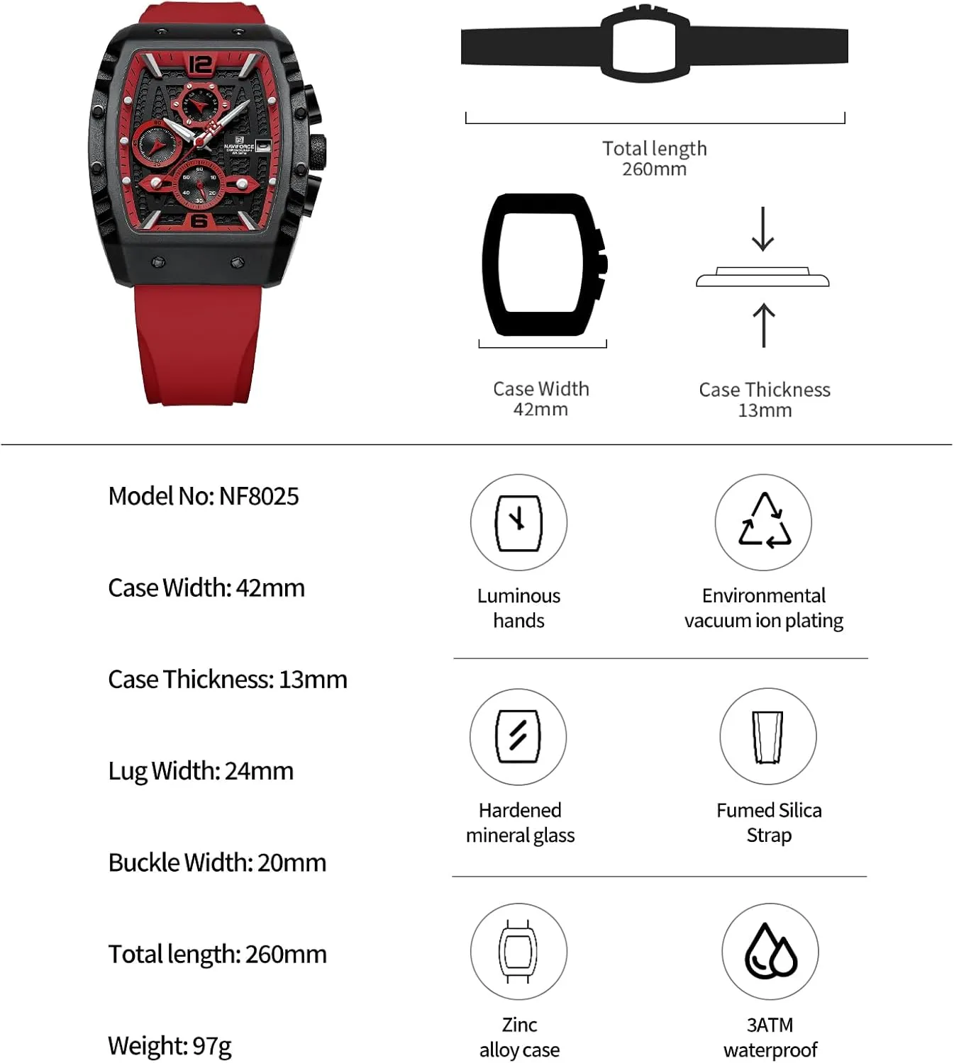 Watch Auto Date Week Business Dress Analog lawyer guilty Wrist Watches NAVIFORCE Men Quartz 