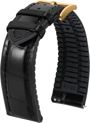 Watch Band 14mm 16mm 18mm 19mm 20mm 21mm 22mm Quick Release Premium Alligator Pattern Leather and Breathable Silicone Hybrid Watch sincerity Bands Replacement Strap for Men Women BINLUN Leather 