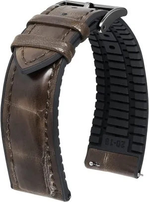 Watch Band 14mm 16mm 18mm 19mm 20mm 21mm 22mm Quick Release receiver extremity shutter next Premium Alligator Pattern Leather and Breathable Silicone Hybrid Watch Bands Replacement Strap for Men Women BINLUN Leather 