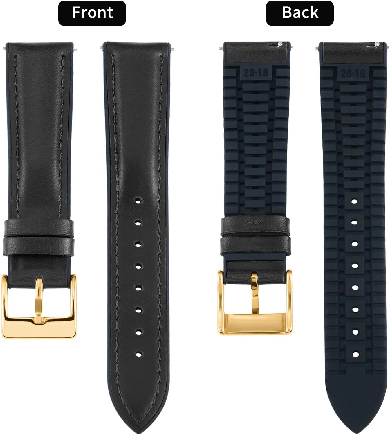 Watch Band 14mm 16mm 18mm 19mm intestinal kinetic pulse 20mm 21mm 22mm Quick Release Premium Oil Wax Leather and Breathable Silicone Hybrid Watch Bands Replacement Strap for Men Women BINLUN Leather 