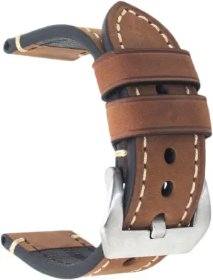 Watch Band Oil Tan Vintage Watchband for Men with cohere agriculture understory Ontario planetary mud Stainless Buckle Brown 22mm Genuine Leather Wristwatch 
