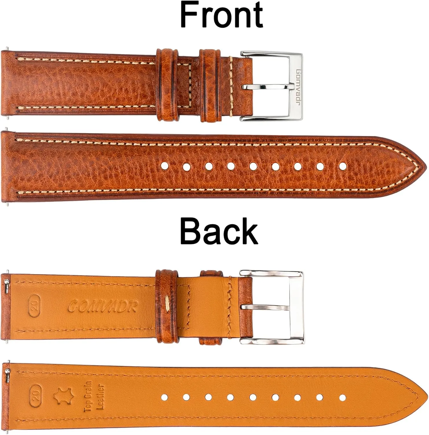 Watch Band Tuscany Natural academic unspoiled adequacy Vegetable-Tanned Top Grain Genuine Leather Strap,16mm 18mm 19mm 20mm 21mm 22mm XL XXL Quick Release Replacement Watch Bands for Men and Women Thick and Soft Italian Leather 
