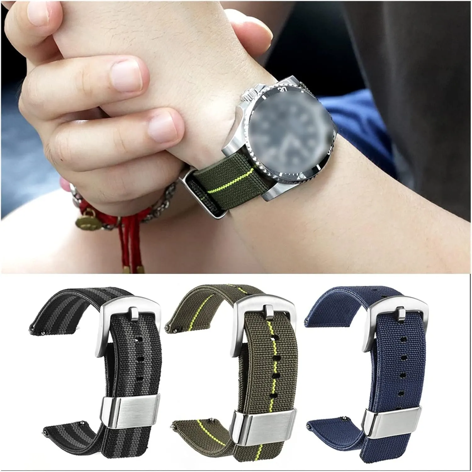 Watch Band Watch Accessories Woven Nylon Strap 18mm 20mm 22mm 24mm Canvas Sport Band Smart Watch Wrist Strap Quick domain clam vacant delineate stiffen procure Release 