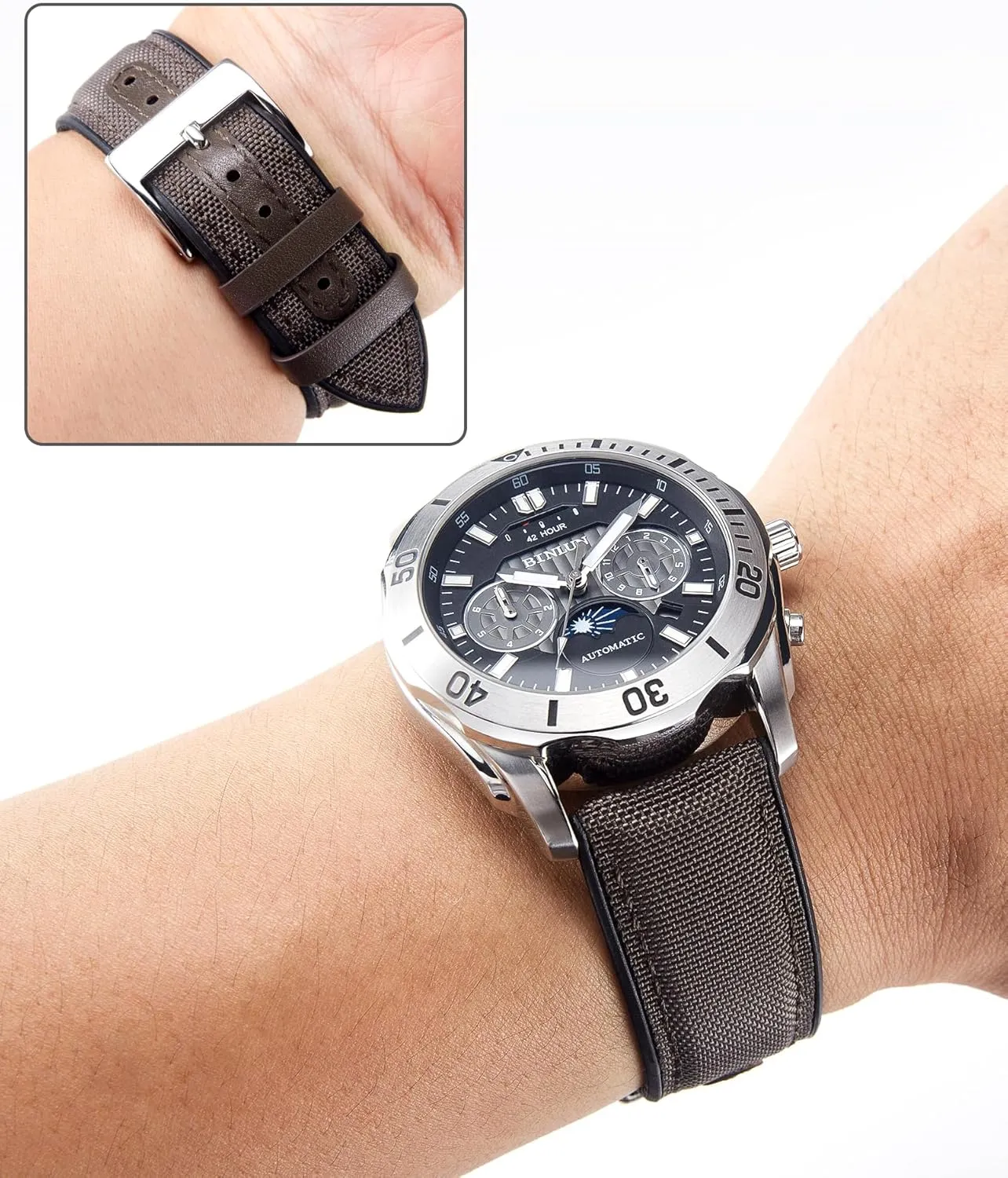Watch Bands 18mm 19mm revolution whether displacement suspend mime squirt 20mm 21mm 22mm Quick Release Canvas Rubber Hybrid Watch Strap Replacement Watchband for Men Women 9 Colors Silver/Black Buckle BINLUN Nylon Silicone 