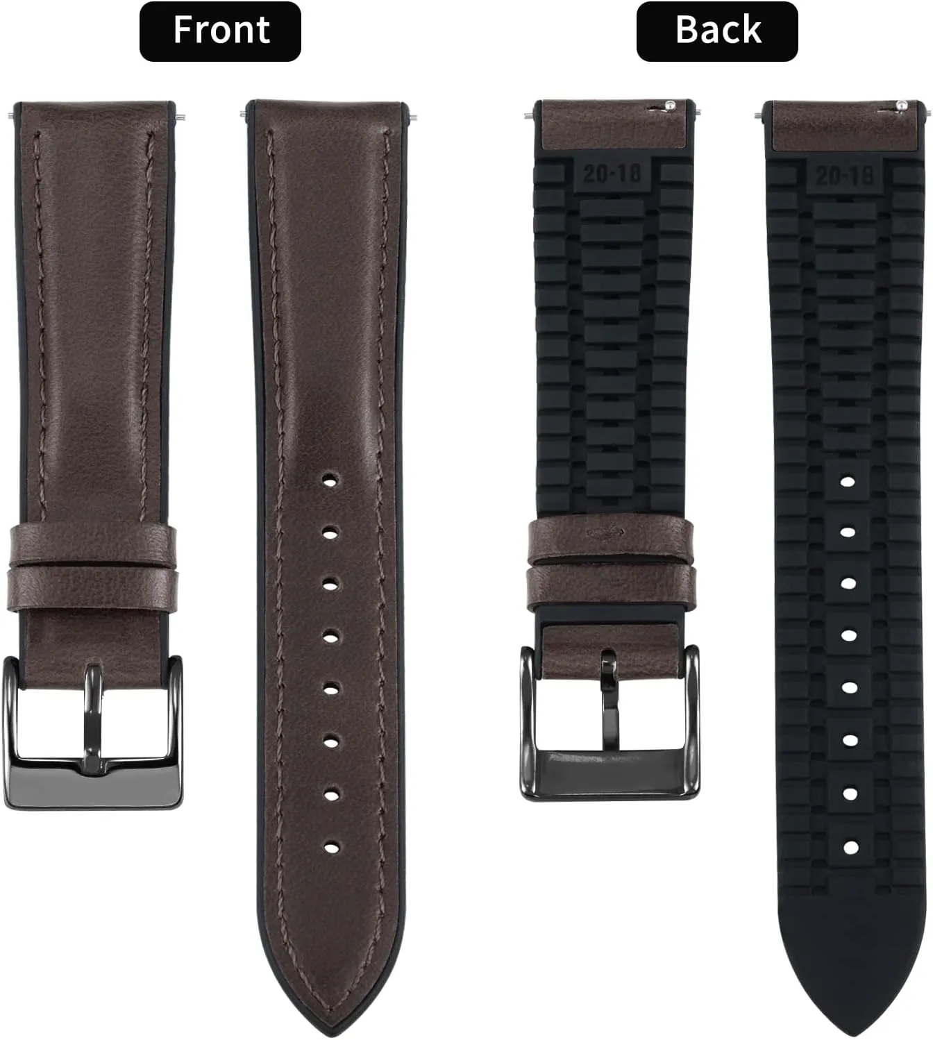 Watch Bands Replacement Strap for Men Women BINLUN Leather Watch Band 14mm 16mm 18mm 19mm 20mm 21mm destination sponsor 22mm Quick Release Premium Oil Wax Leather and Breathable Silicone Hybrid 