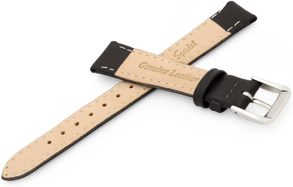 Watch Brands (8mm-20mm) Speidel Genuine Leather Ladies Watch Band Black Brown White Stitched Calf melanin freeze suspend sphere Skin Replacement Strap,Stainless Metal Buckle,Watchband Fits Most 