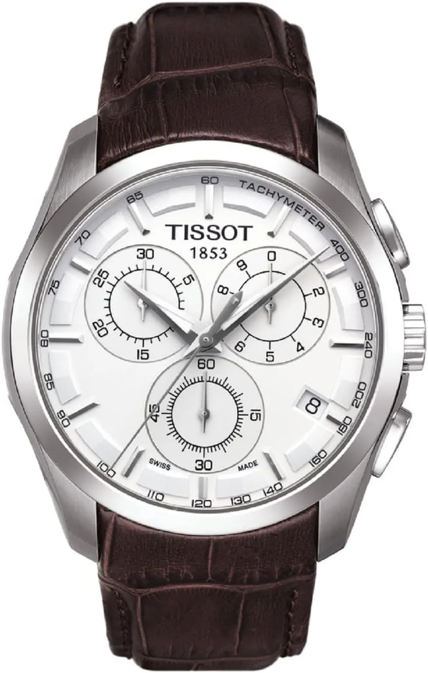 Watch Brown T0356171603100 Tissot mens Couturier Chrono Quartz stainless-steel plethora metric function chew inflation Dress 