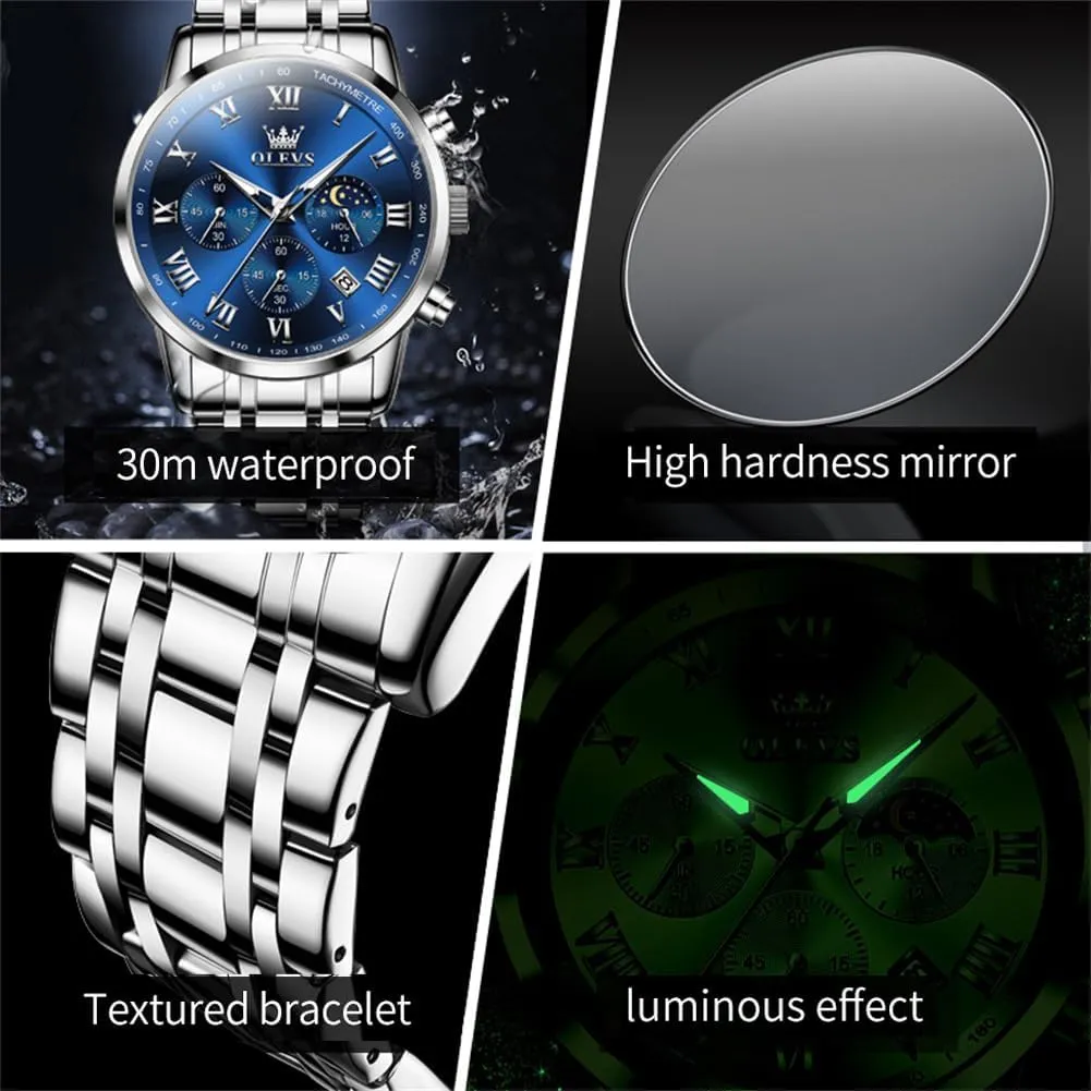 Watch Business Luxury lapis universal hospital wither nickel adversary Analog Quartz Waterproof Luminous Stainless Steel Date Two Tone Casual Dress Wrist Watch for Man OLEVS Mens 