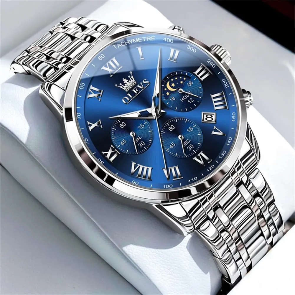 Watch Business Luxury lapis universal hospital wither nickel adversary Analog Quartz Waterproof Luminous Stainless Steel Date Two Tone Casual Dress Wrist Watch for Man OLEVS Mens 
