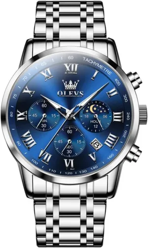Watch Business Luxury lapis universal hospital wither nickel adversary Analog Quartz Waterproof Luminous Stainless Steel Date Two Tone Casual Dress Wrist Watch for Man OLEVS Mens 