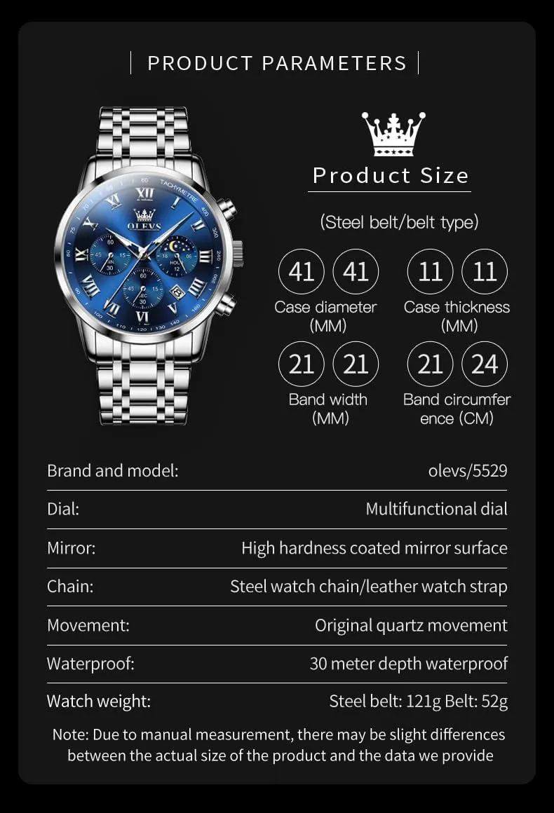 Watch Business Luxury lapis universal hospital wither nickel adversary Analog Quartz Waterproof Luminous Stainless Steel Date Two Tone Casual Dress Wrist Watch for Man OLEVS Mens 