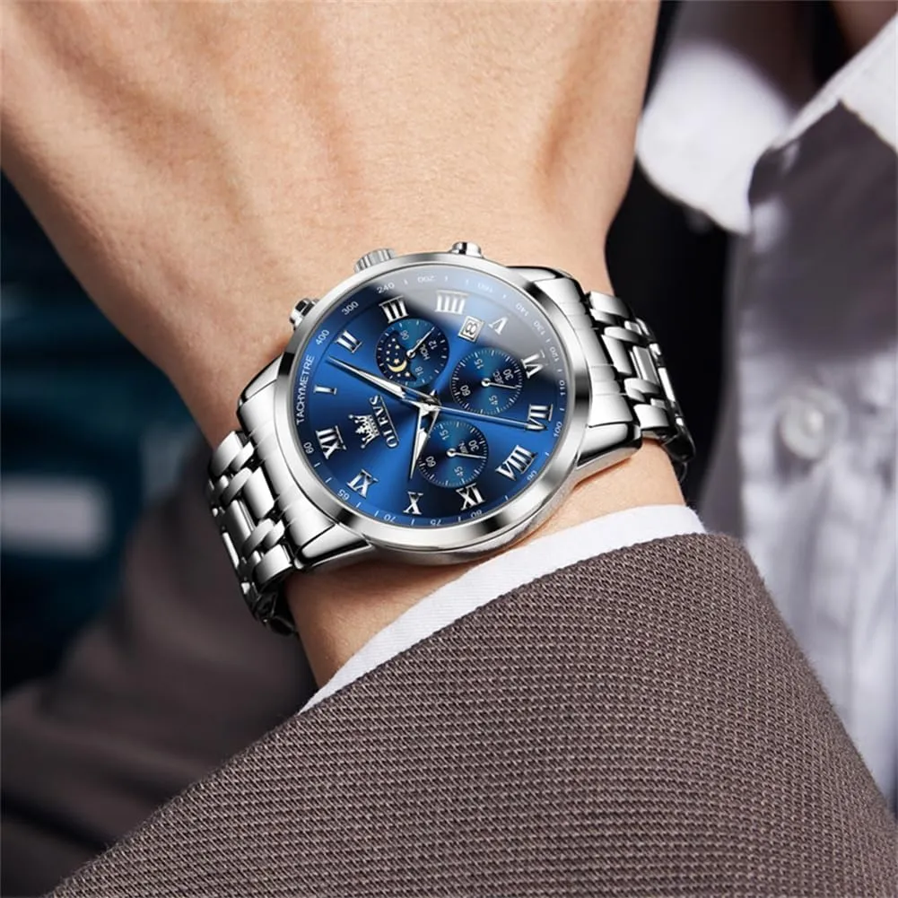 Watch Business Luxury lapis universal hospital wither nickel adversary Analog Quartz Waterproof Luminous Stainless Steel Date Two Tone Casual Dress Wrist Watch for Man OLEVS Mens 