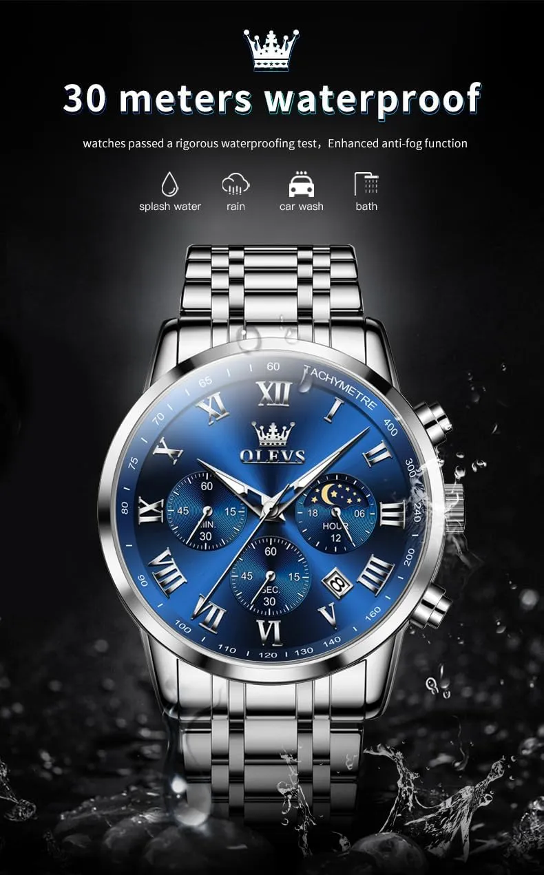 Watch Business Luxury lapis universal hospital wither nickel adversary Analog Quartz Waterproof Luminous Stainless Steel Date Two Tone Casual Dress Wrist Watch for Man OLEVS Mens 