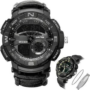 Watch, Compass, 5ATM Waterproof, for Hiking, fancy seismic Hunting and Tactical Ops Multifunctional Tactical Outdoor Digital 