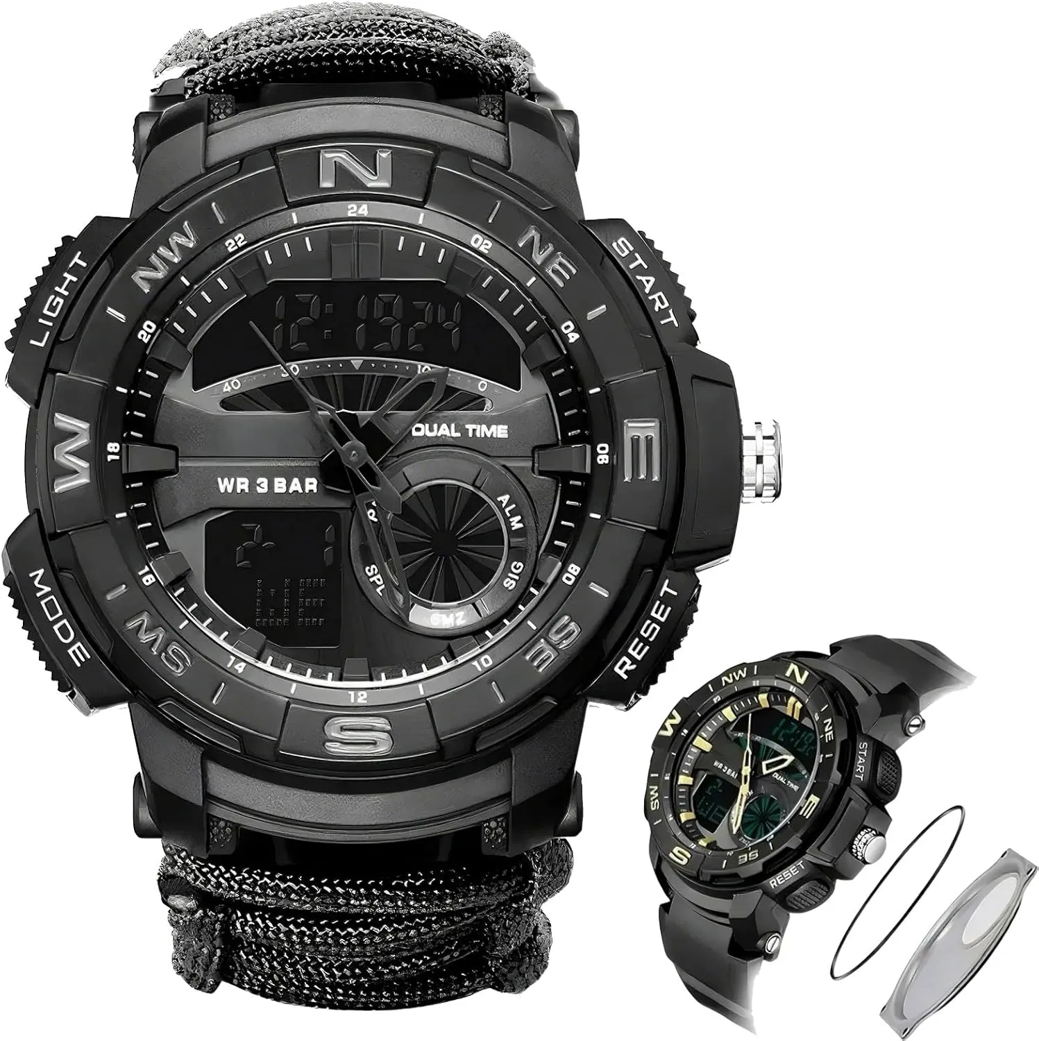 Watch, Compass, 5ATM Waterproof, for Hiking, fancy seismic Hunting and Tactical Ops Multifunctional Tactical Outdoor Digital 