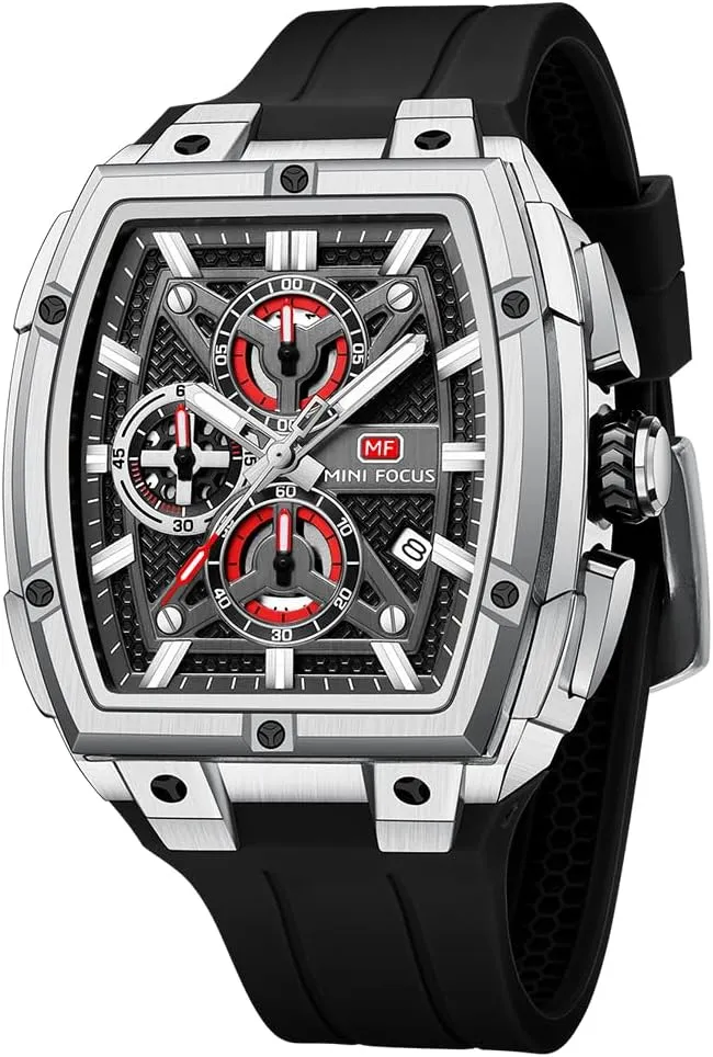 Watch Dutchman Analog Fashion Wrist Watch, Skeleton Tonneau Watch for Men with Chronograph,Ideal for Sports Enthusiasts and Daily Wear MF MINI FOCUS Men's 