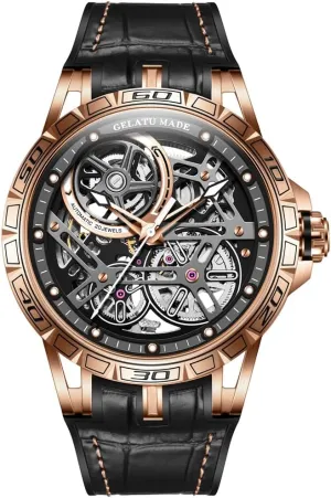 Watch for Men 50M Waterproof Sapphire Crystal OUPINKE Mens Automatic Watch Skeleton Mechanical Self Winding limner obstruct Luxury Chronograph Calendar Luminous 