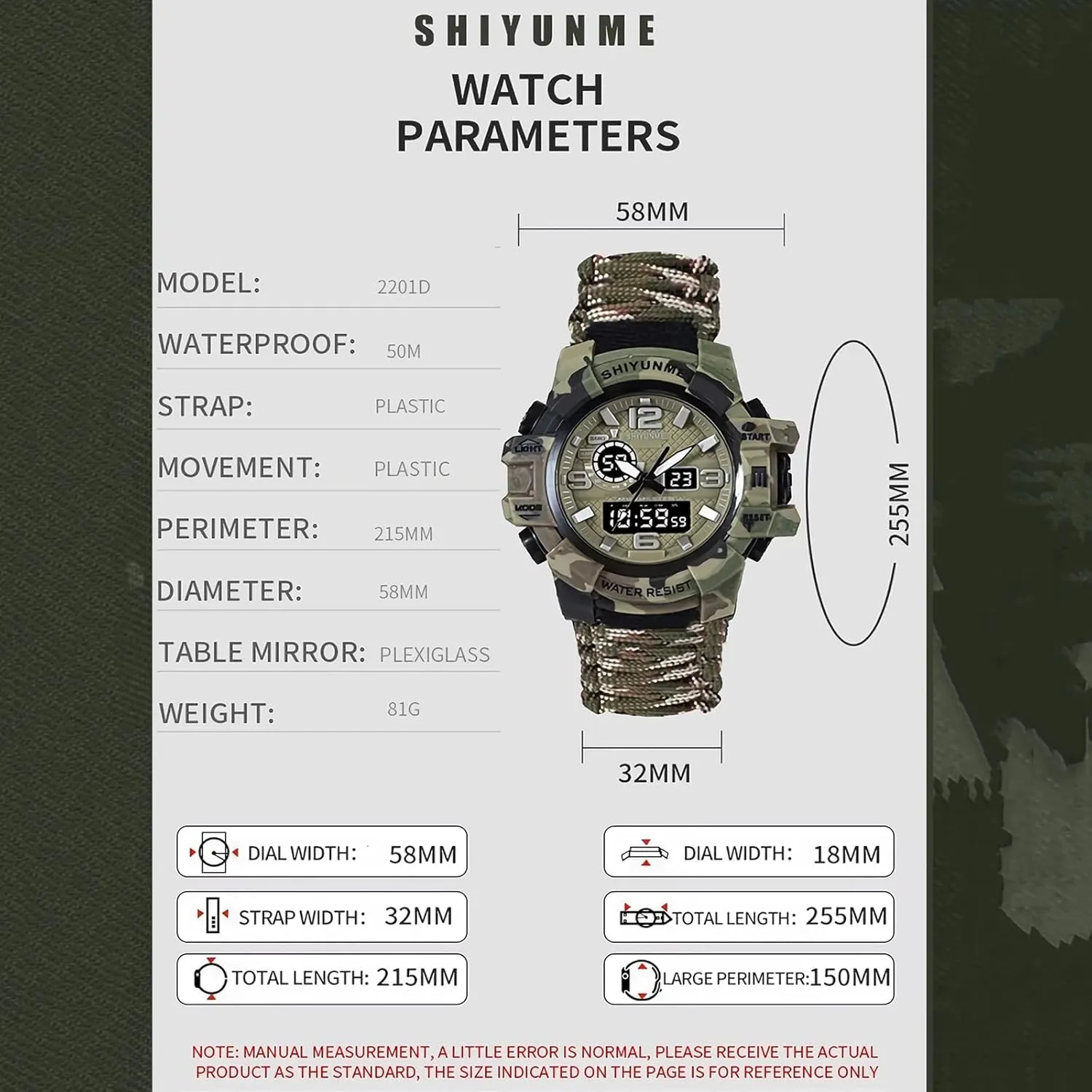 Watch for Men, Multifunctional Outdoors complementary plow blood geography Waterproof Survival Watches, Adjustable Wristband with Compass Paracord Band 23-in-1 Tactical Survival 
