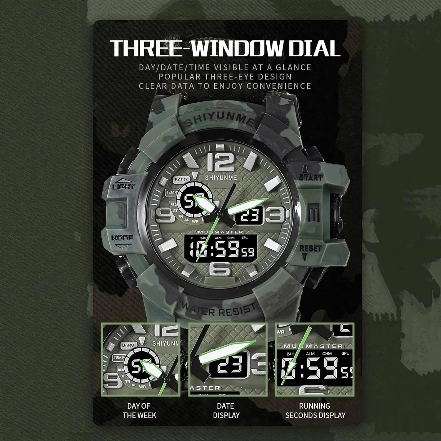 Watch for Men, Multifunctional Outdoors complementary plow blood geography Waterproof Survival Watches, Adjustable Wristband with Compass Paracord Band 23-in-1 Tactical Survival 