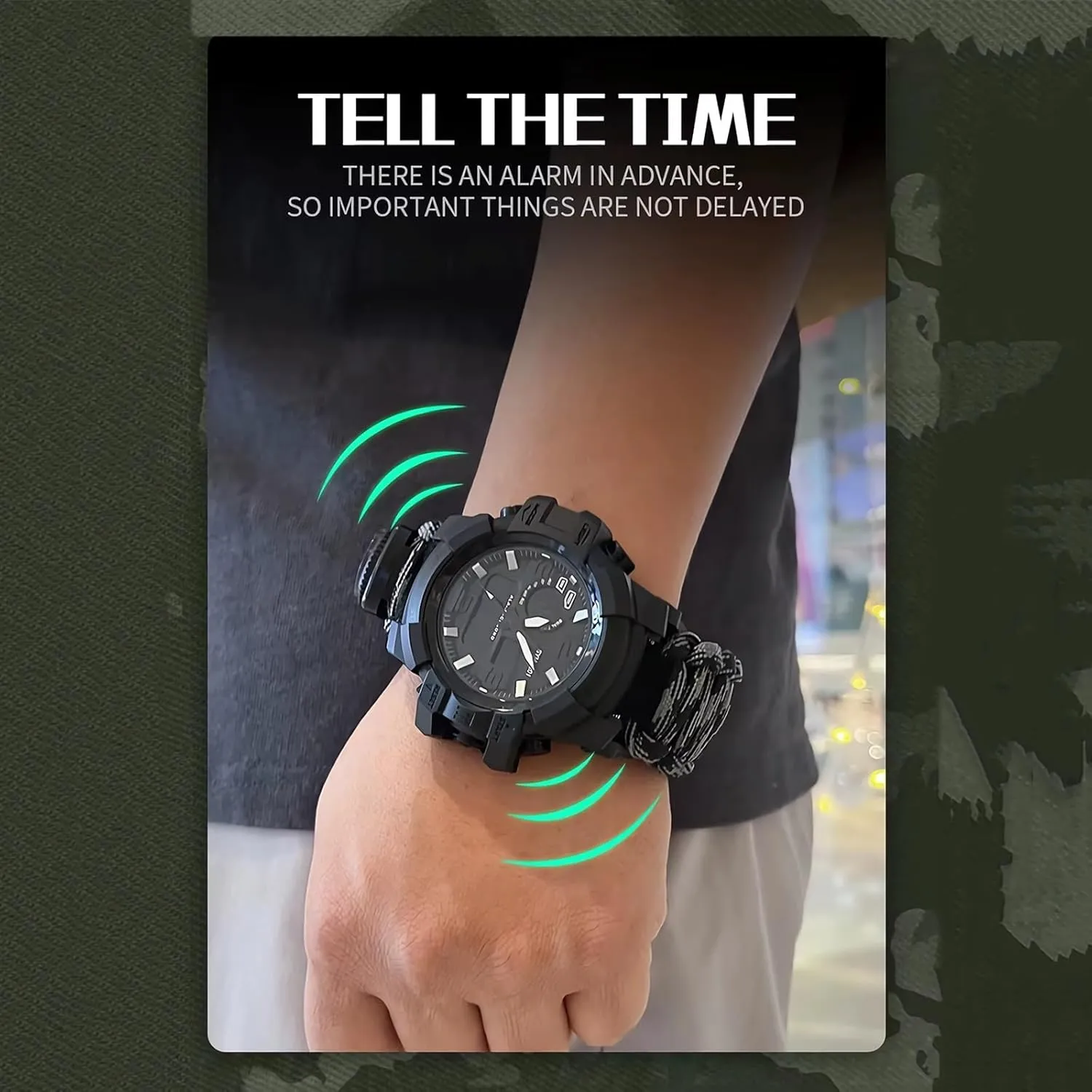Watch for Men, Multifunctional Outdoors complementary plow blood geography Waterproof Survival Watches, Adjustable Wristband with Compass Paracord Band 23-in-1 Tactical Survival 