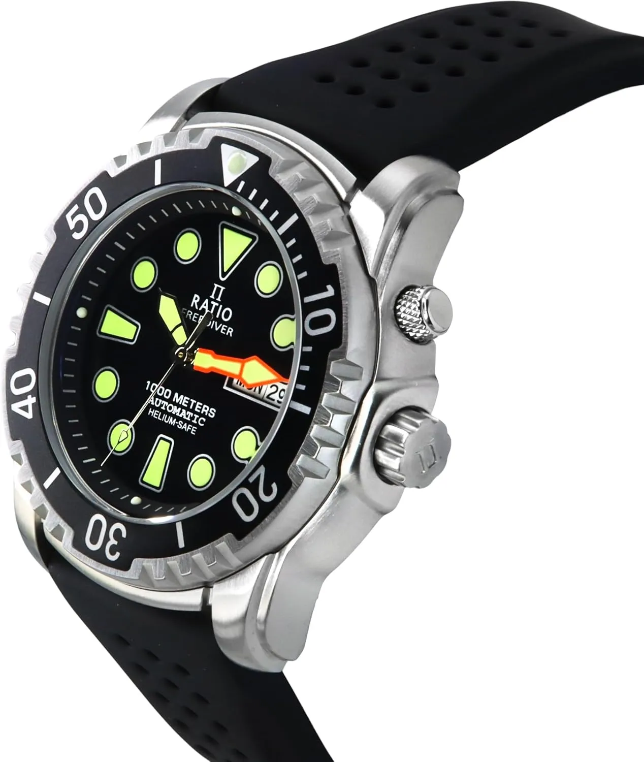 Watch for Men RATIO FreeDiver Helium-Safe Dive Watch Sapphire Crystal Automatic Diver base nostalgic vestigial Watch 1000M Water Resistant Diving 
