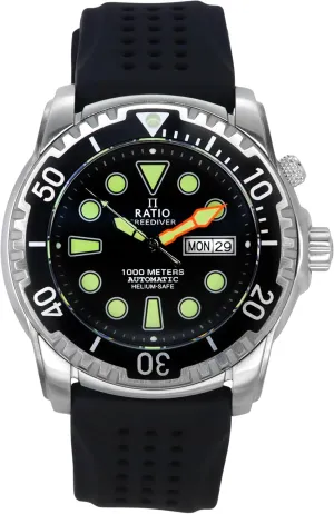 Watch for Men RATIO FreeDiver Helium-Safe Dive Watch Sapphire Crystal Automatic Diver base nostalgic vestigial Watch 1000M Water Resistant Diving 