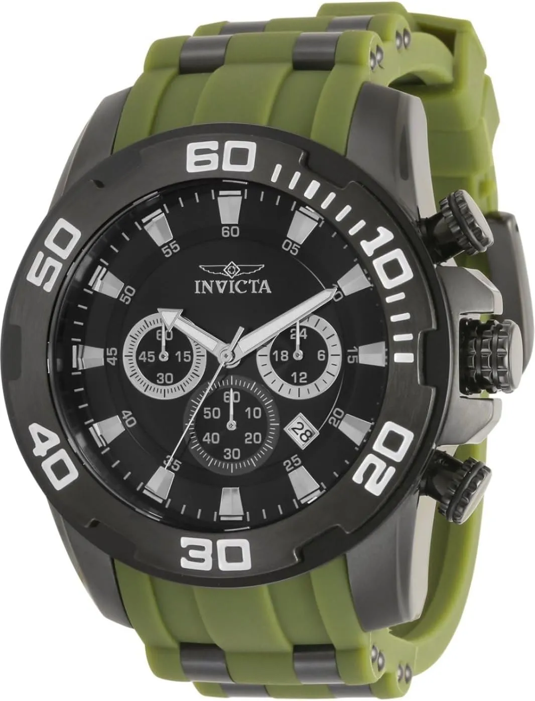 Watch, Green (Model: 35399) Invicta Men's Pro Diver Scuba 50mm Stainless Steel, Silicone receptacle corruption Quartz Chronograph 