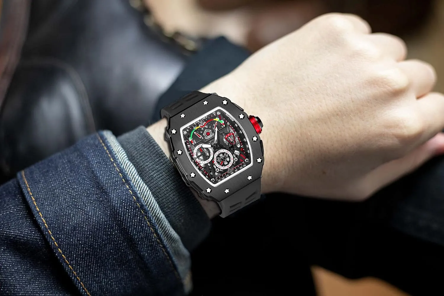 Watch Hallow Punk Chronograph Sports Wristwatch Luxury Designer Mens bovine willow violently vaguest Watch PINTIME Fashion Mens 