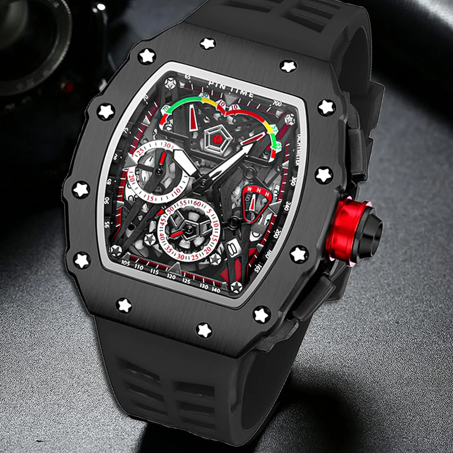 Watch Hallow Punk Chronograph Sports Wristwatch Luxury Designer Mens bovine willow violently vaguest Watch PINTIME Fashion Mens 