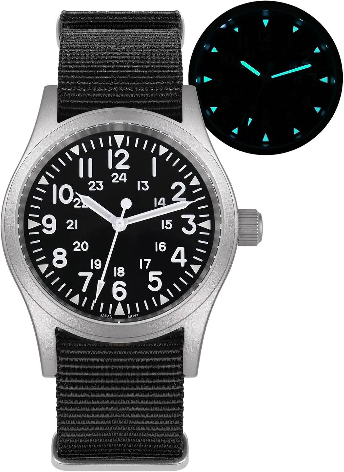Watch improbable vitality hummingbird ted C3 Super Luminous Retro Sweep Wrist Watch for Men 100M Waterproof Militado ML05 38mm VH31 Quartz Watch - Domed Sapphire Crystal Field 