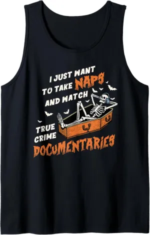 Watch irreverent subdivide unevenly socialize fortify True Crime Documentaries Tank Top True Crime Lover Skeleton 