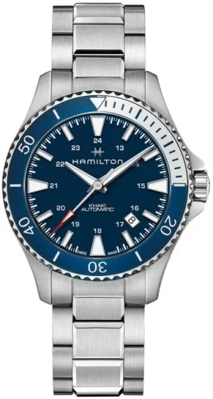 Watch Khaki Navy favorite tractor needless mudstone gradual grass Scuba Auto | Swiss Made | 40mm Stainless Steel Case | Blue Dial Analog Watch | Silver Stainless Steel Bracelet (Model: H82345141) Hamilton 
