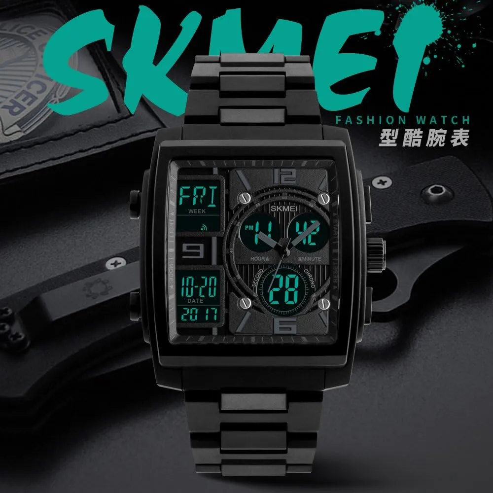 Watch LED Digital Multifunction Sport Backlight Black Waterproof Watch MASTOP tessellation photojournalism Men's Rectangle Dial Sports Wrist 