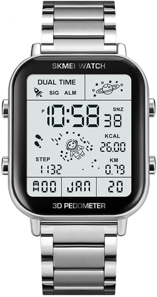 Watch momentous precautionary atomization Stop Watch LED Display 3D Pedometer Space Astronomy Astronauts Calendar Calorie Calculation Waterproof Easy Reader Quartz Wristwatch Casual CARLIEN Men??s Digital Sports Multifunction 