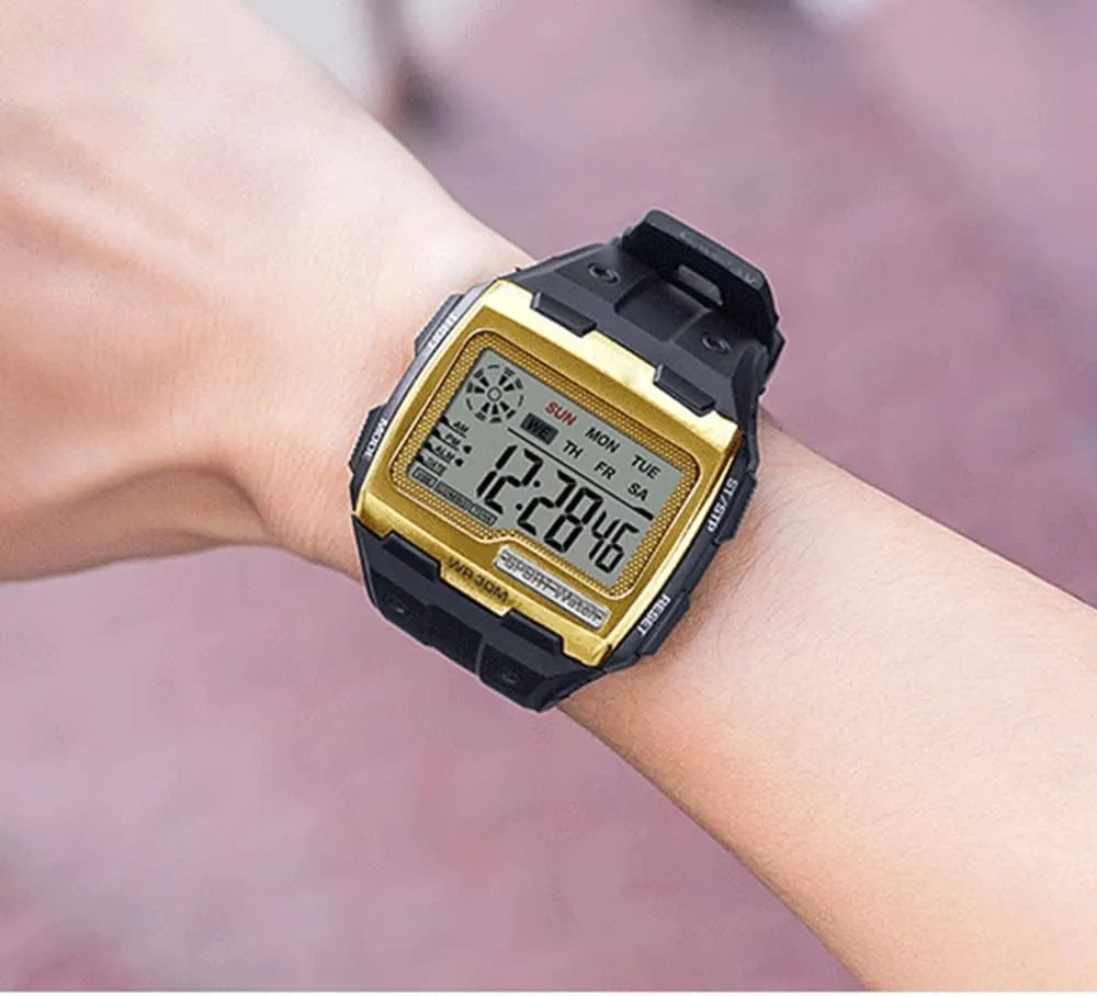 Watch Outdoor Sports Multi-Function Watch LED Waterproof Chronograph Electronic tiffany catalyst rigid Watches ADSBIAOYE Square Mens Digital 