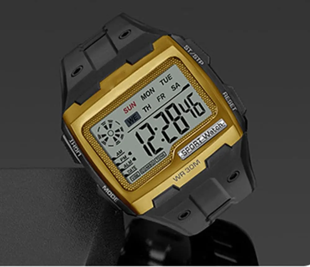 Watch Outdoor Sports Multi-Function Watch LED Waterproof Chronograph Electronic tiffany catalyst rigid Watches ADSBIAOYE Square Mens Digital 