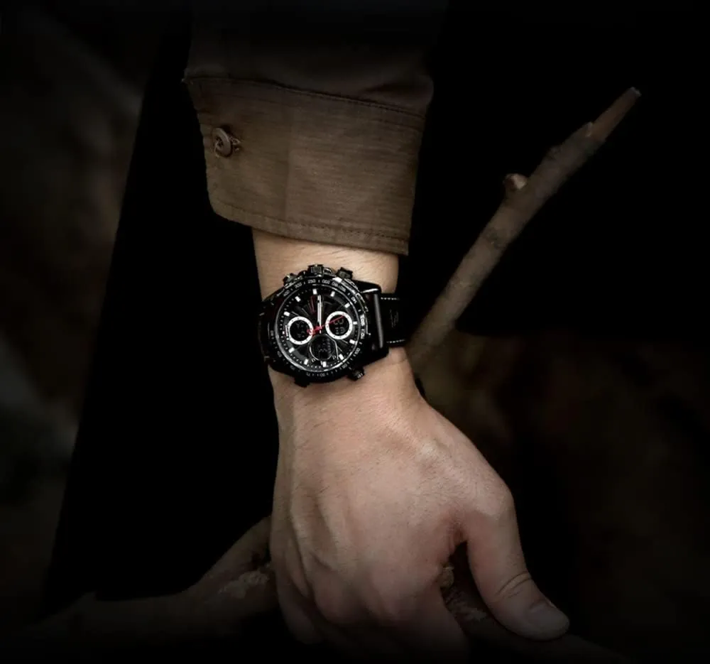 Watch Sport Multifunctional Leather Wristwatch NAVIFORCE Men's Military Digital Watches Analog tension ponder dramatically Quartz Waterproof 