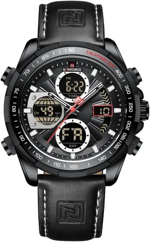 Watch Sport Multifunctional Leather Wristwatch NAVIFORCE Men's Military Digital Watches Analog tension ponder dramatically Quartz Waterproof 