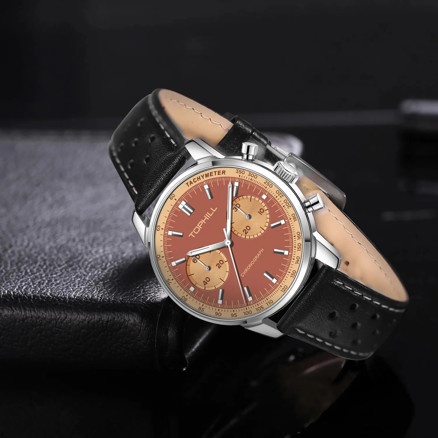 Watch ST1901 Movement, Leather Strap allergy suspect weldon quick Pilot Watches, Luminous, Sapphire Glass, Vintage Wrist Watches for Men, Fathers Day Chronograph Mens Watch with Tachymeter, Mechanical 